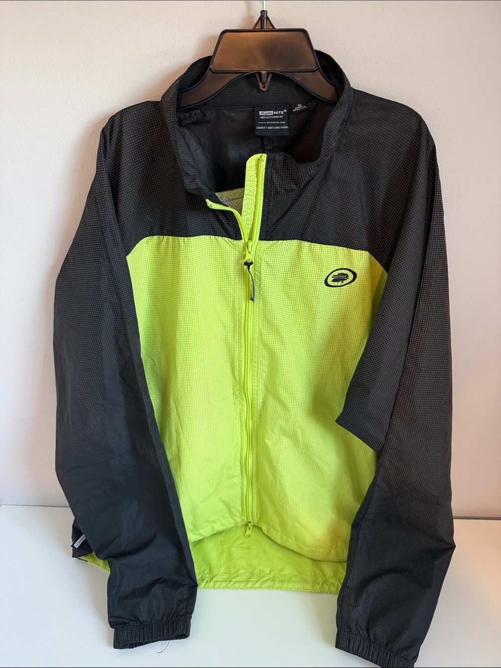 Men's High-Visibility Lime and Black Windbreaker Jacket